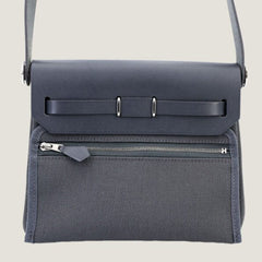 Zip Mini 20 Ardoise Canvas and Vache Hunter Leather Bag - Arvelle Paris