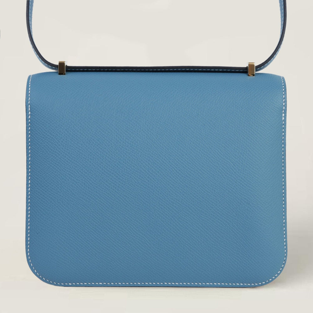 Arvelle Crossbody 19 Denim Blue Cross-Grain Calfskin - Arvelle Paris
