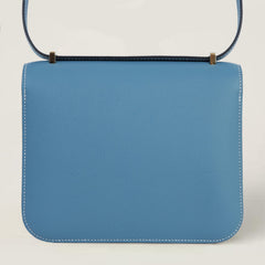 Arvelle Crossbody 19 Denim Blue Cross-Grain Calfskin - Arvelle Paris