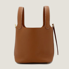 Arvelle Lock Small Champagne Gold Soft Grain Calfskin Bucket Bag - Arvelle Paris