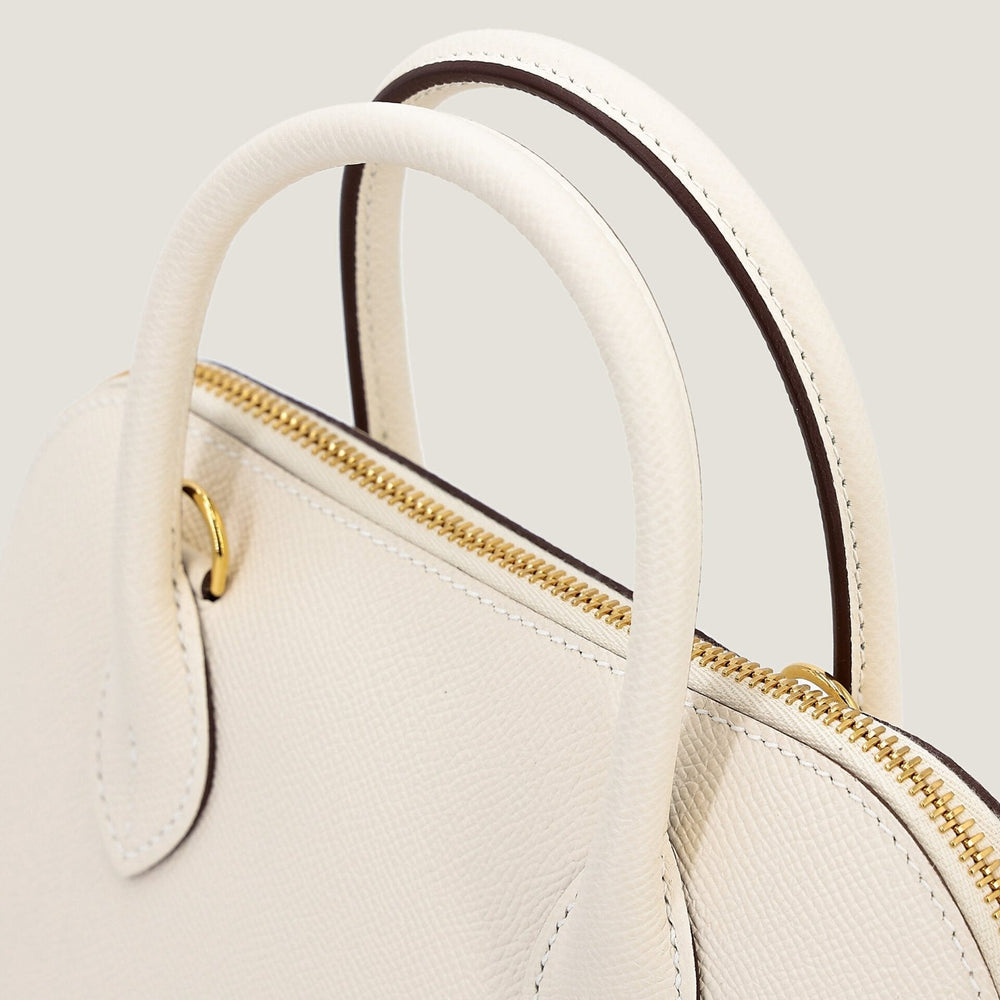 25cm Ivory Cross-Grain Calfskin Handbag - Arvelle Paris