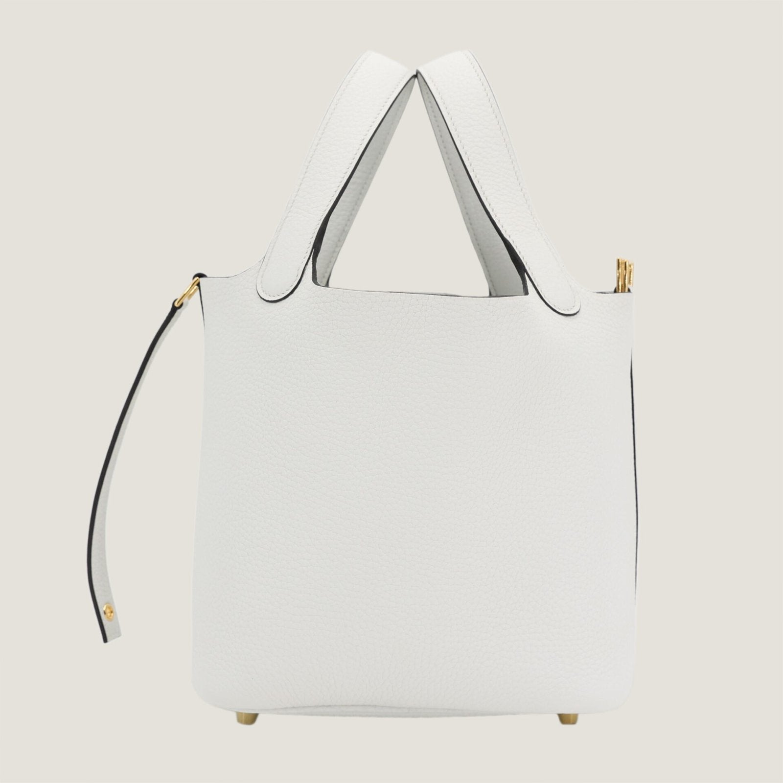 Arvelle Lock Small Pure White Soft Grain Calfskin Bucket Bag - Arvelle Paris