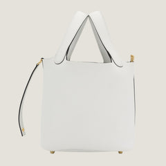 Arvelle Lock Small Pure White Soft Grain Calfskin Bucket Bag - Arvelle Paris