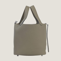 Arvelle Lock Small Desert Beige Soft Grain Calfskin Bucket Bag - Arvelle Paris
