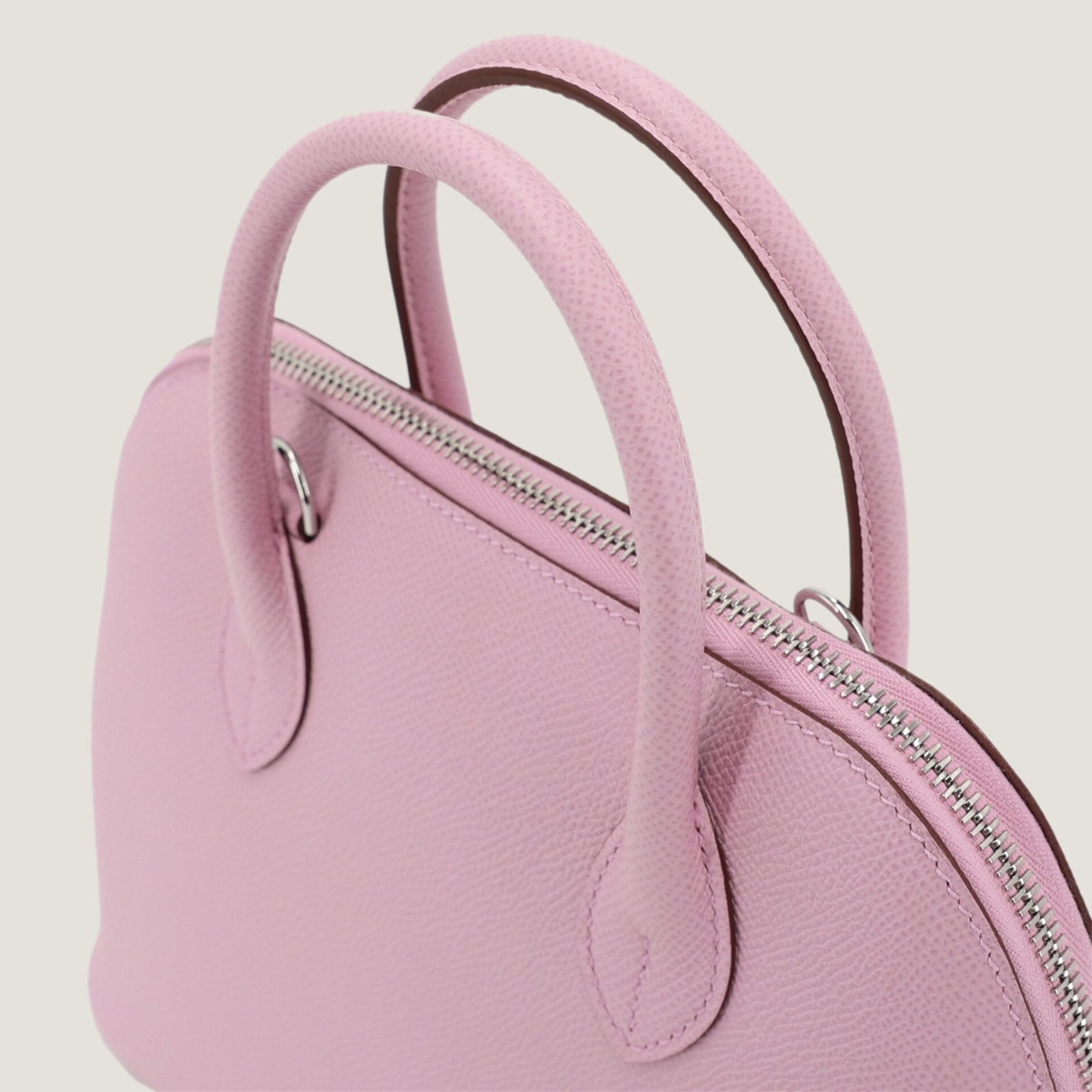 25cm Woodland Mauve Cross-Grain Calfskin Handbag - Arvelle Paris