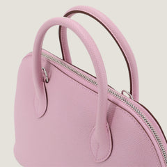 25cm Woodland Mauve Cross-Grain Calfskin Handbag - Arvelle Paris