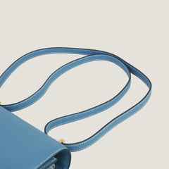 Arvelle Crossbody 19 Denim Blue Cross-Grain Calfskin - Arvelle Paris