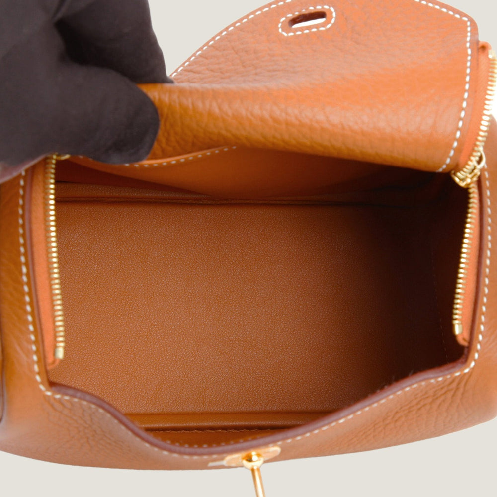 Mini Champagne Gold Soft Grain Calfskin Handbag - Arvelle Paris