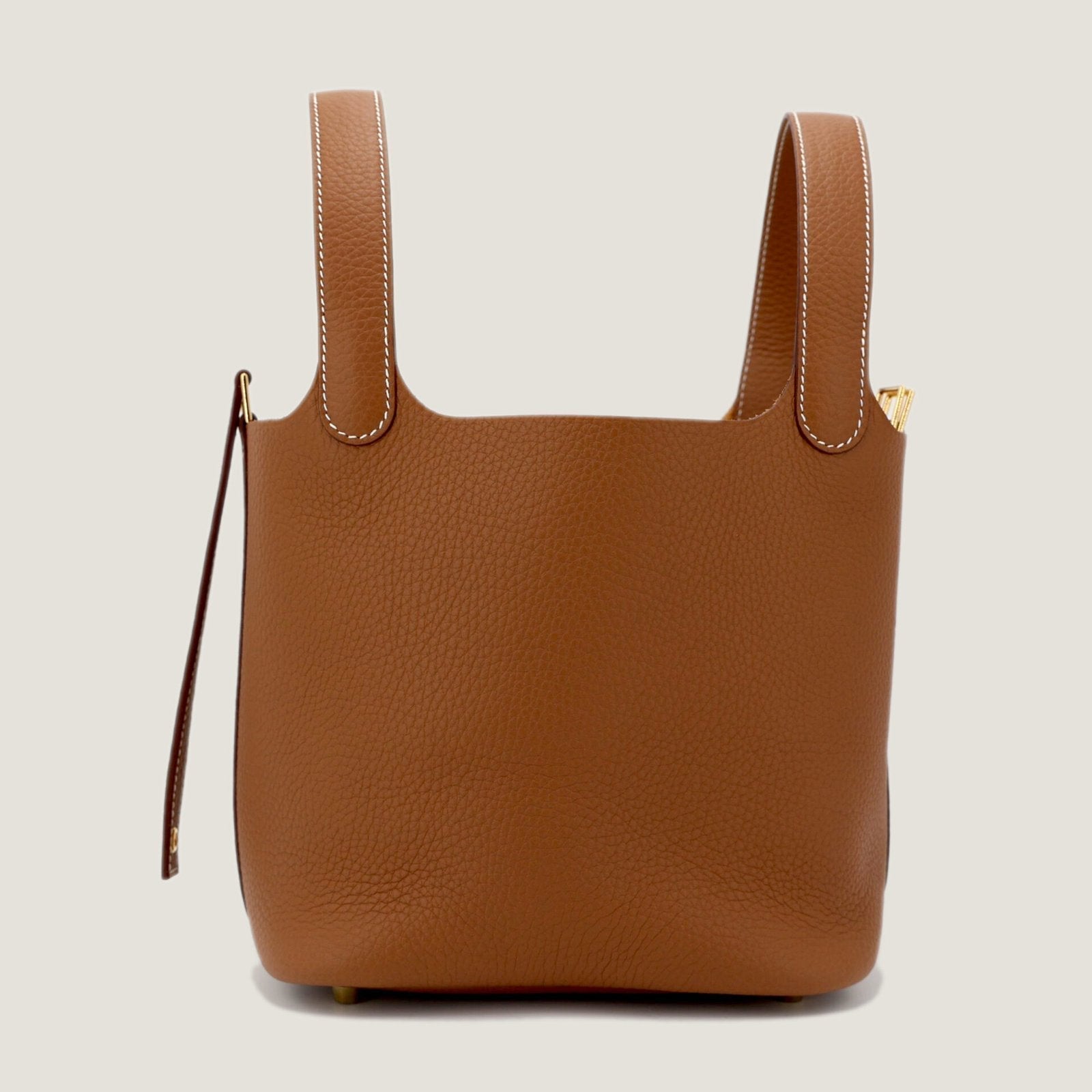Arvelle Lock Small Champagne Gold Soft Grain Calfskin Bucket Bag - Arvelle Paris