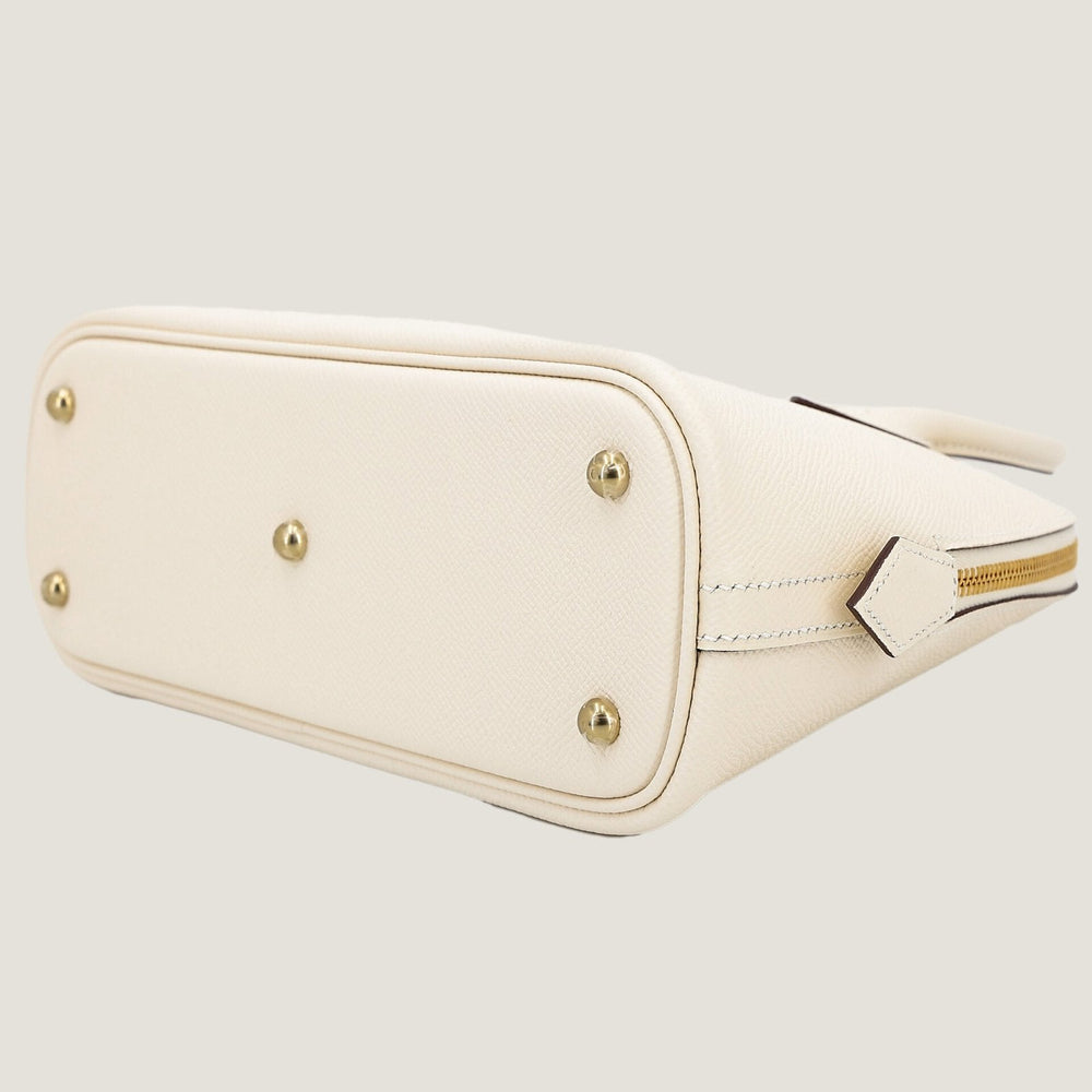 25cm Ivory Cross-Grain Calfskin Handbag - Arvelle Paris