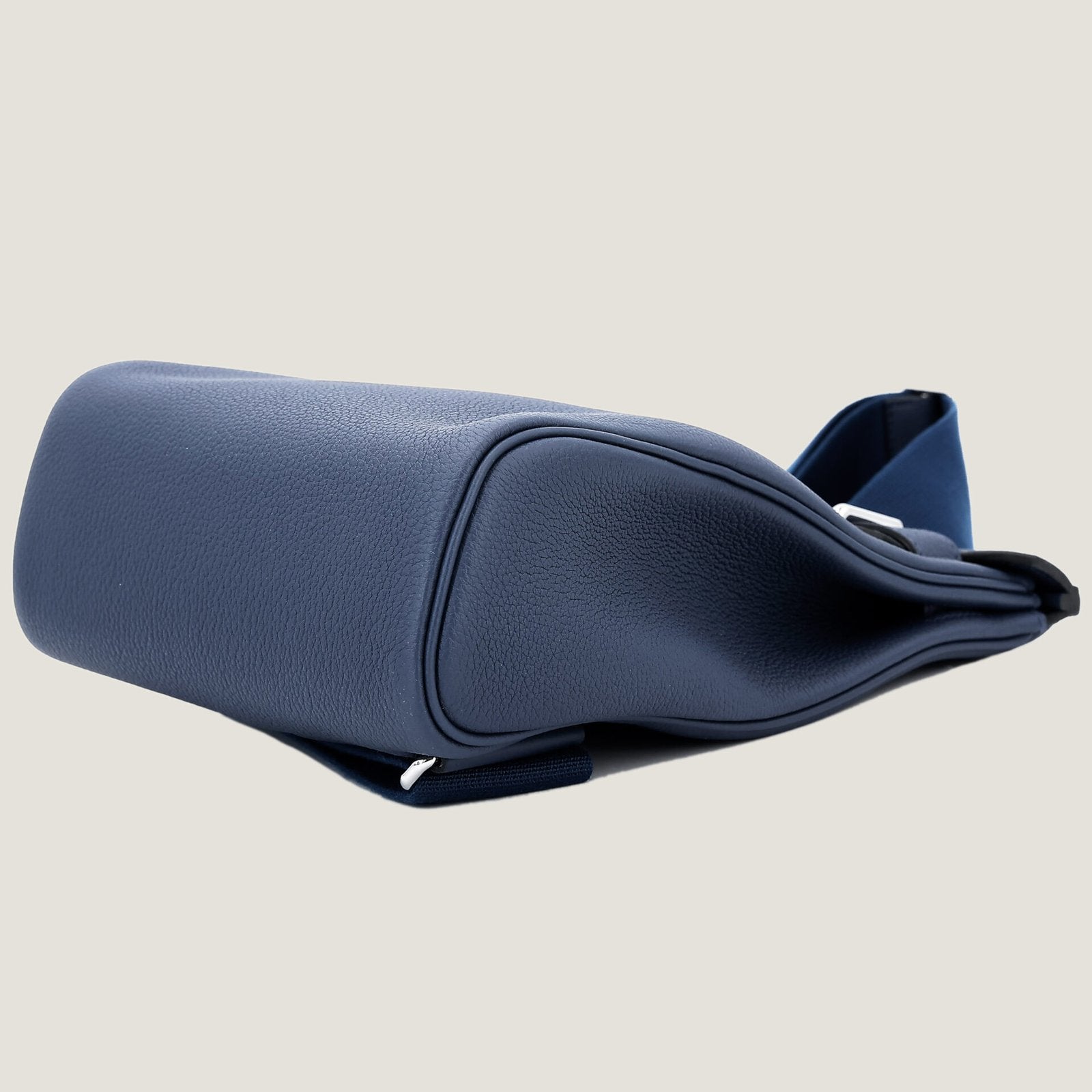 Small Navy Pebbled Calfskin Backpack - Arvelle Paris