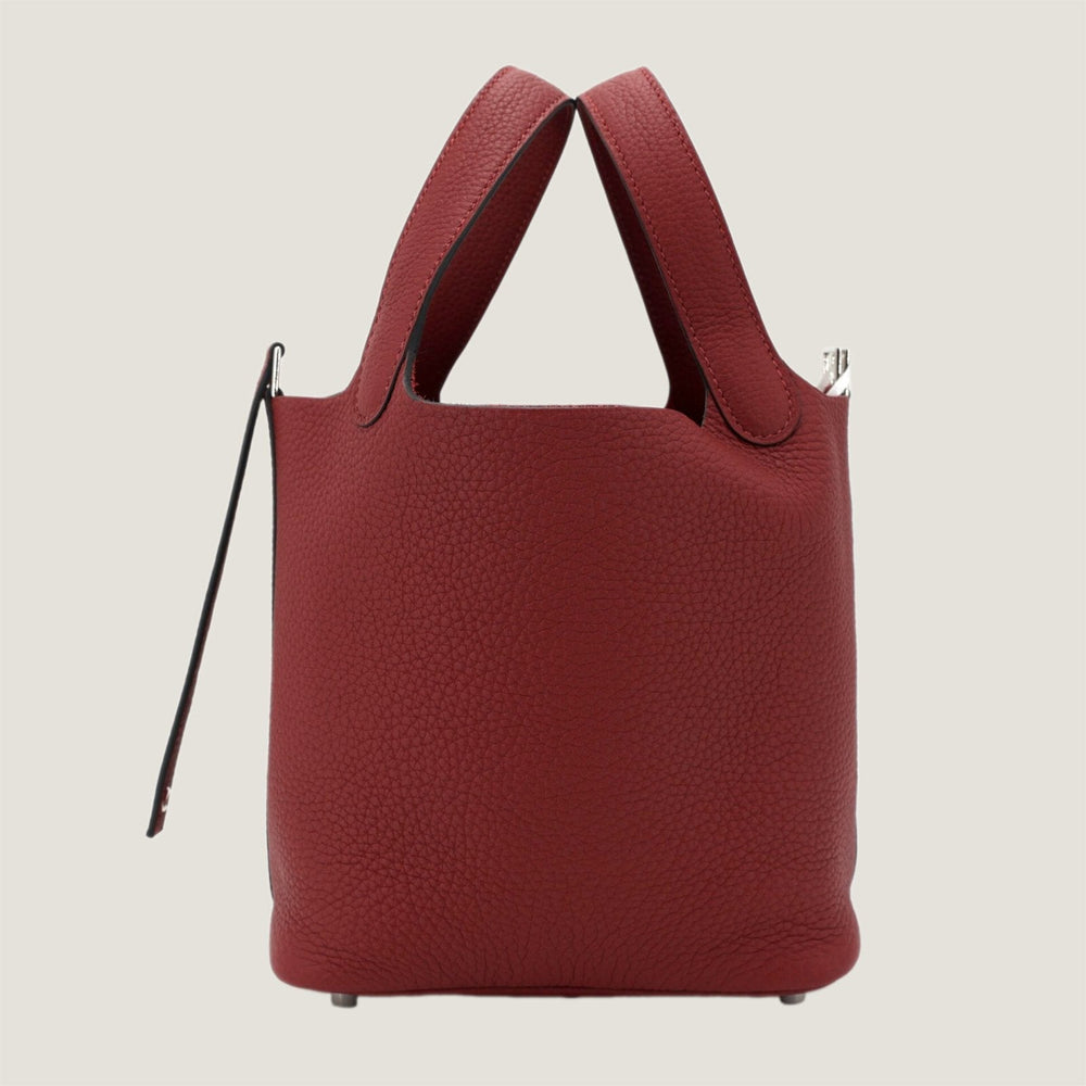 Arvelle Lock Small Deep Red Soft Grain Calfskin Bucket Bag - Arvelle Paris