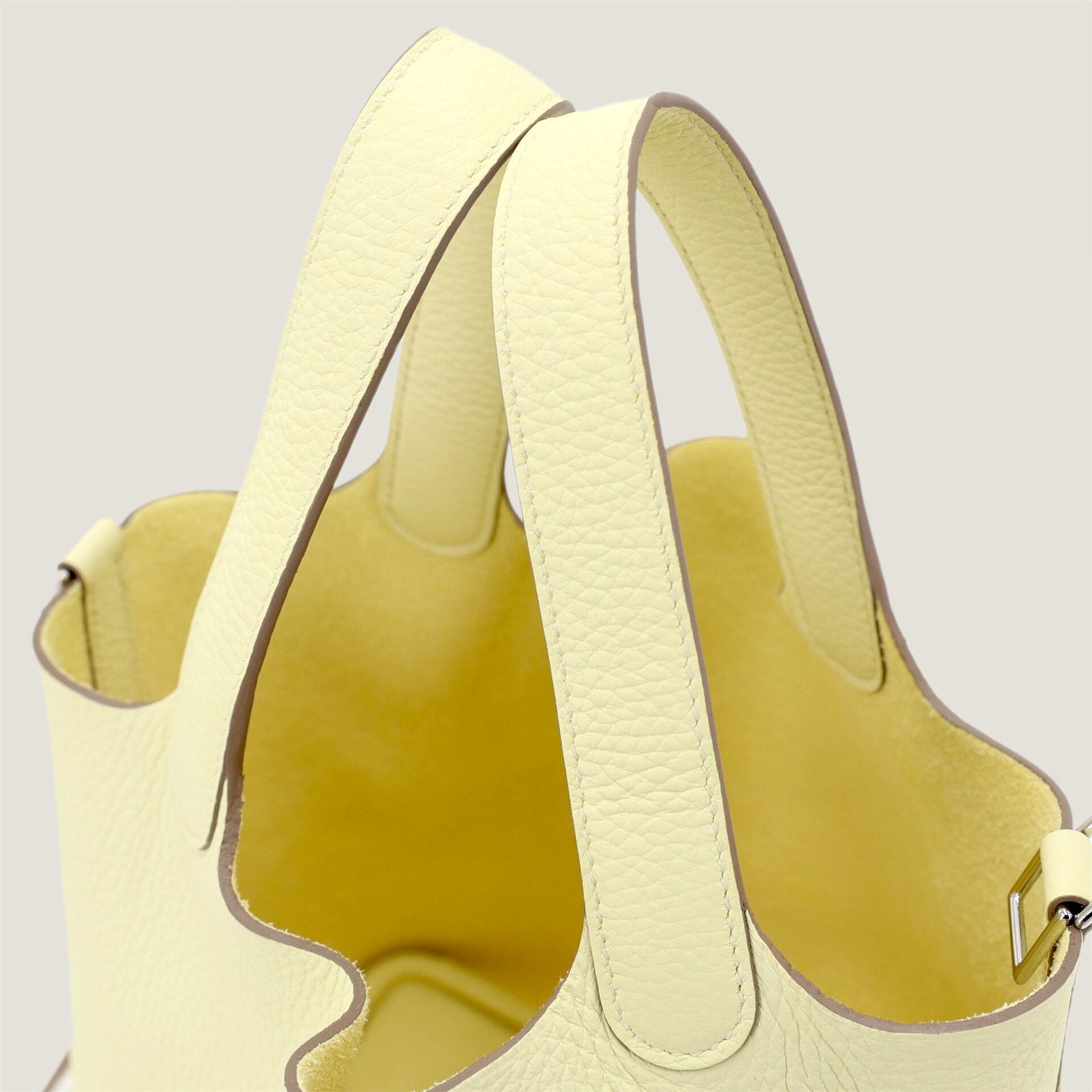 Arvelle Lock Small Sunlit Yellow Soft Grain Calfskin Bucket Bag - Arvelle Paris