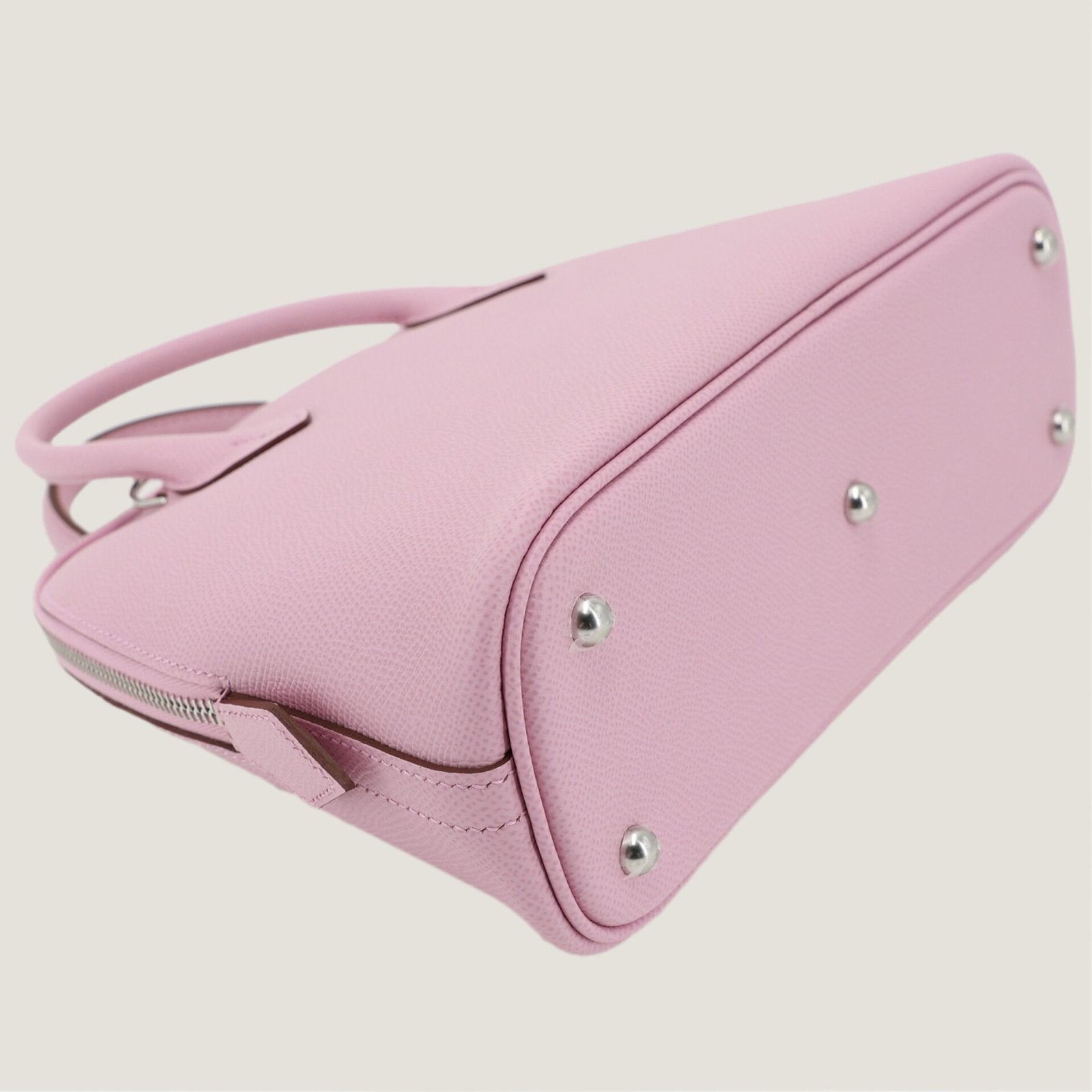 25cm Woodland Mauve Cross-Grain Calfskin Handbag - Arvelle Paris