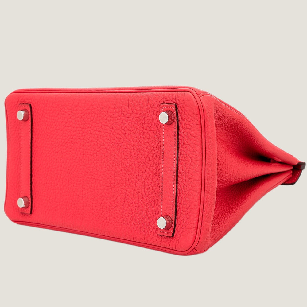 25cm Magenta Pebbled Calfskin Handbag - Arvelle Paris