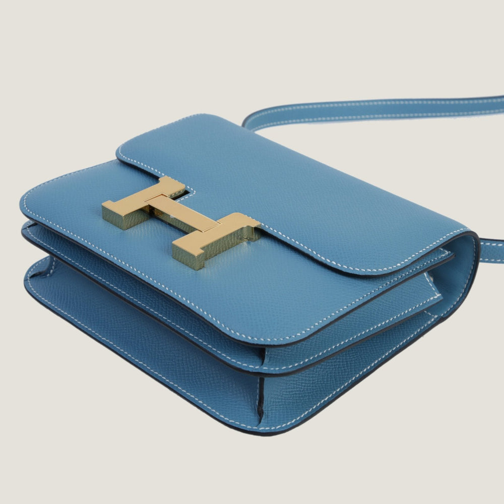 Arvelle Crossbody 19 Denim Blue Cross-Grain Calfskin - Arvelle Paris