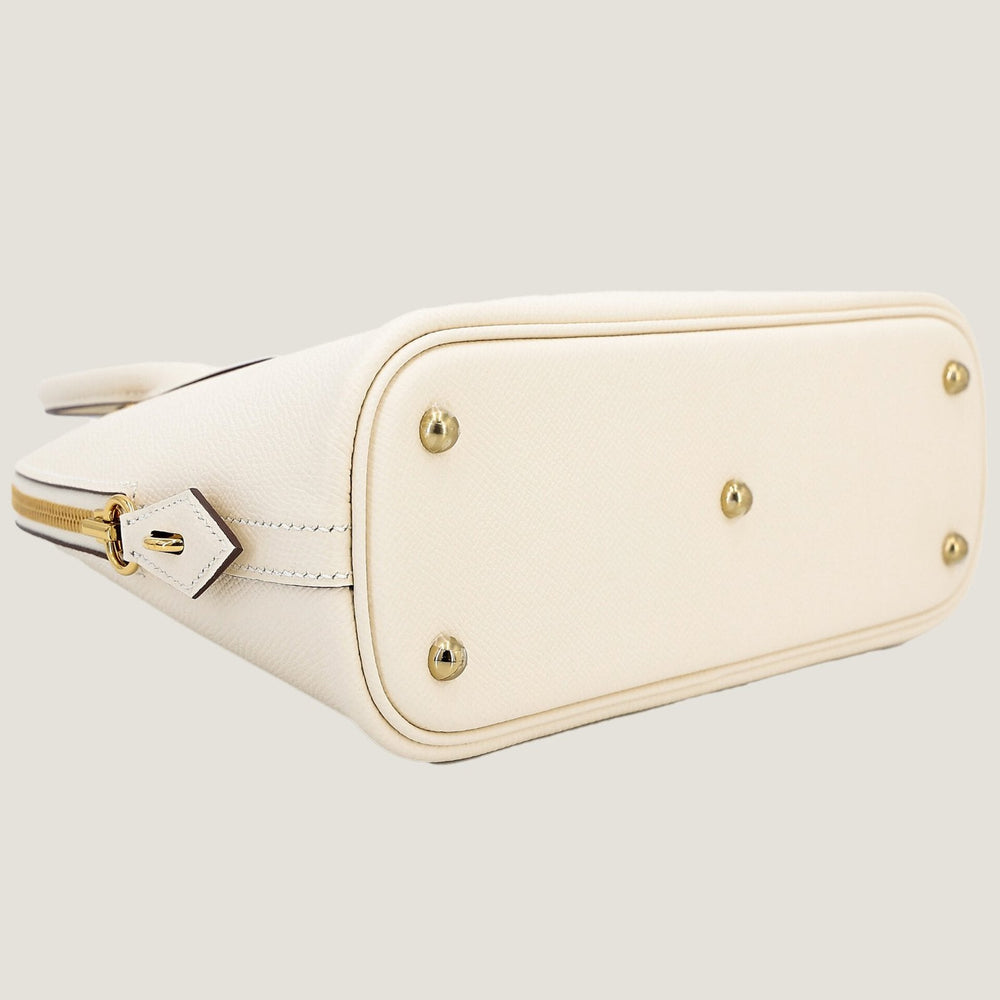25cm Ivory Cross-Grain Calfskin Handbag - Arvelle Paris