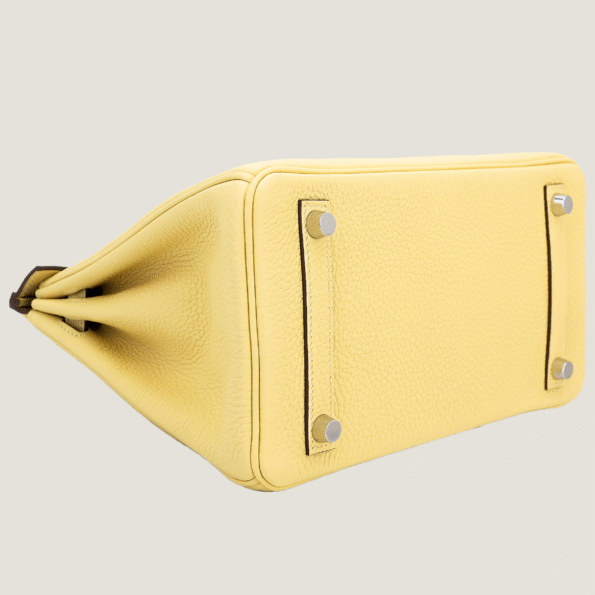 25cm Sunshine Yellow Pebbled Calfskin Handbag - Arvelle Paris