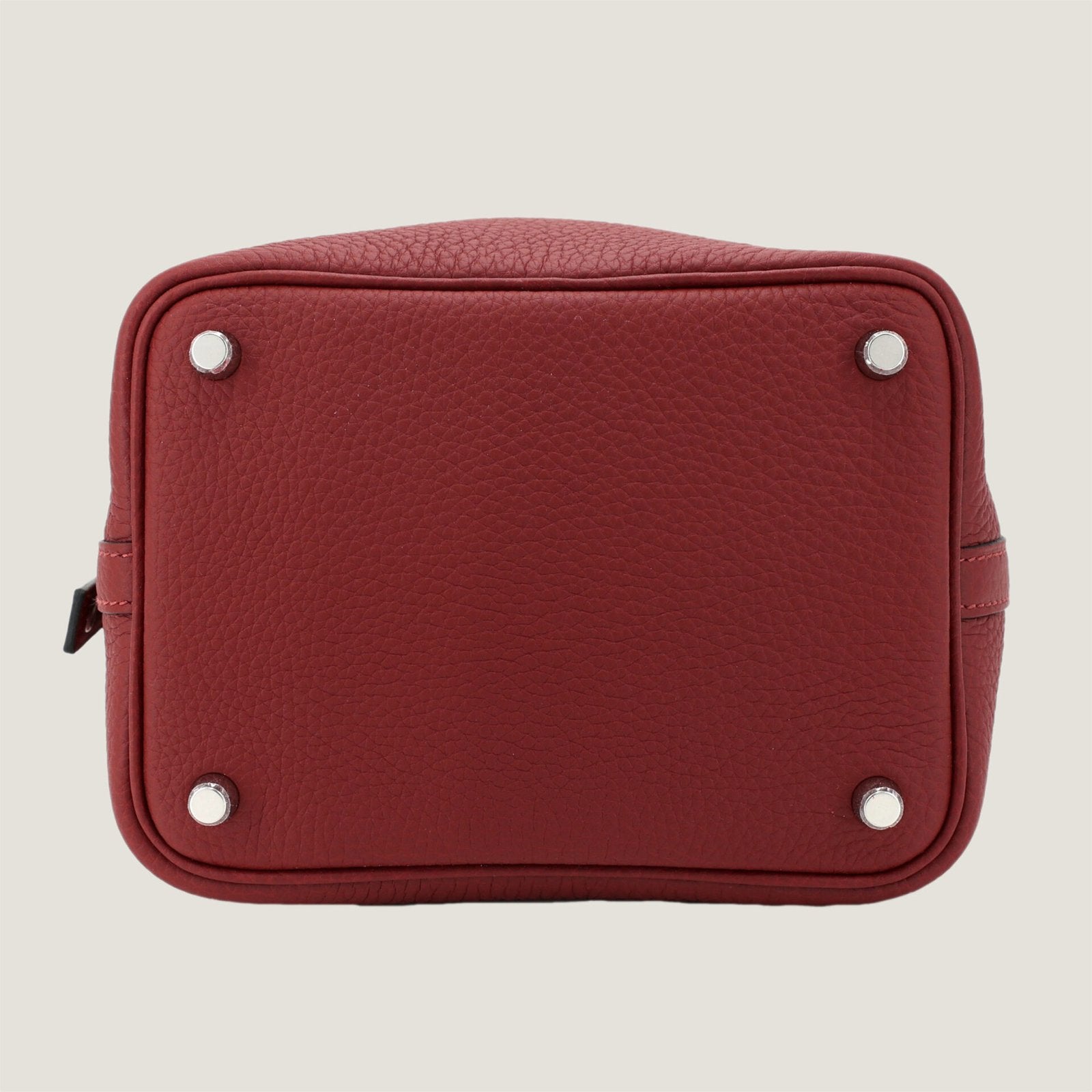 Arvelle Lock Small Deep Red Soft Grain Calfskin Bucket Bag - Arvelle Paris