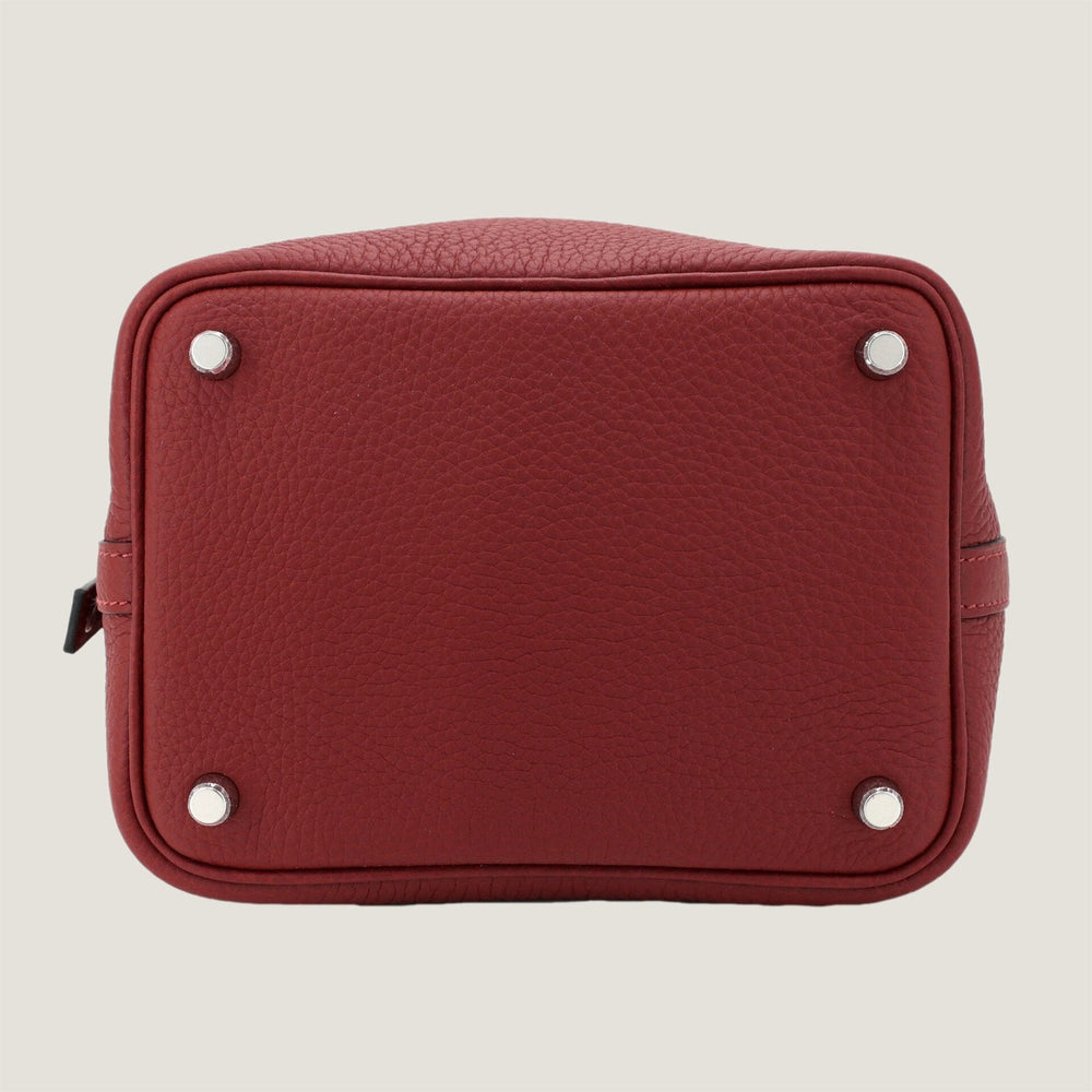 Arvelle Lock Small Deep Red Soft Grain Calfskin Bucket Bag - Arvelle Paris