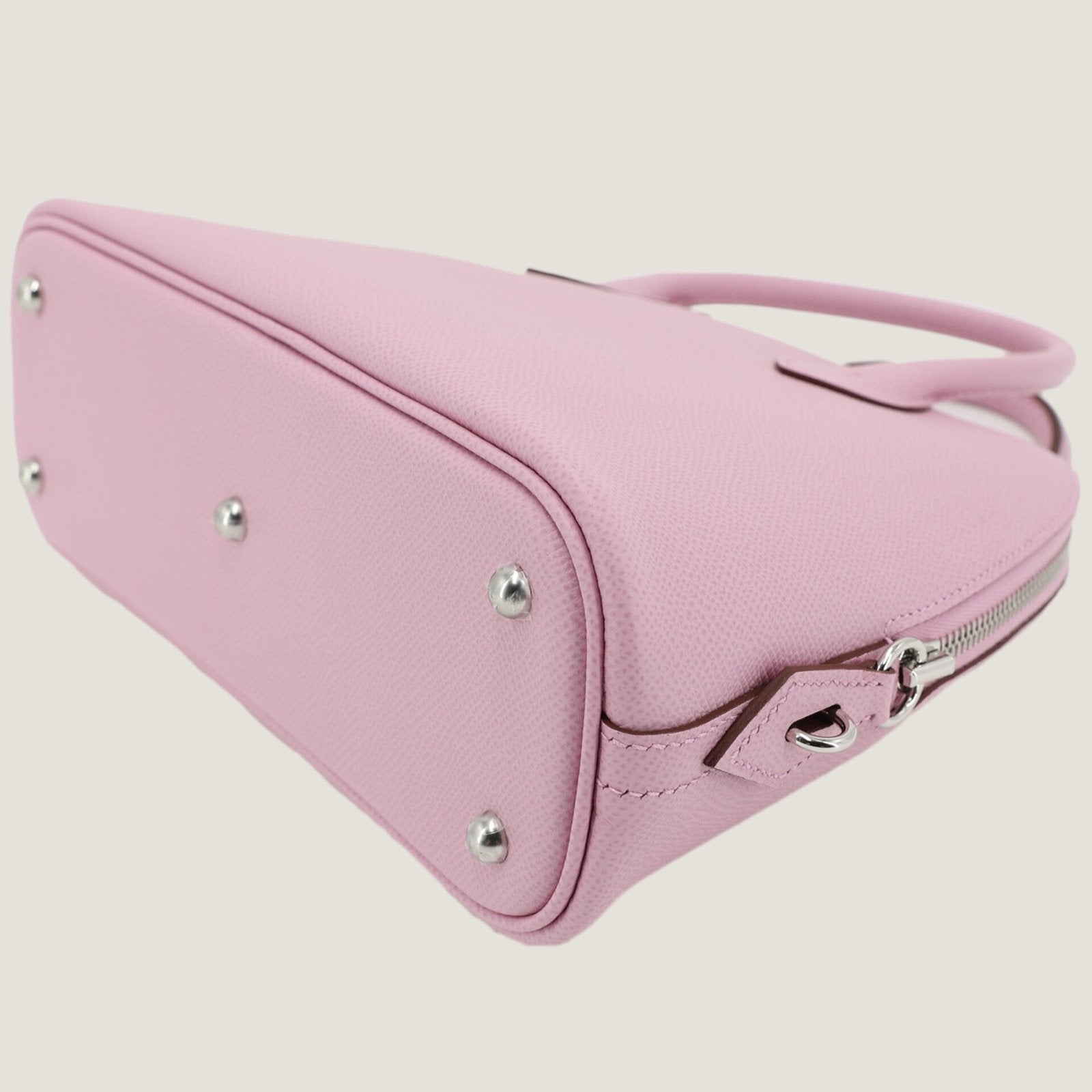 25cm Woodland Mauve Cross-Grain Calfskin Handbag - Arvelle Paris