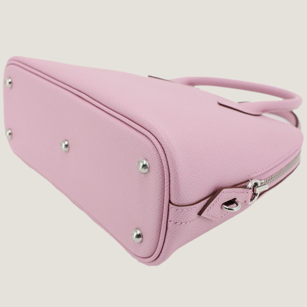 25cm Woodland Mauve Cross-Grain Calfskin Handbag - Arvelle Paris