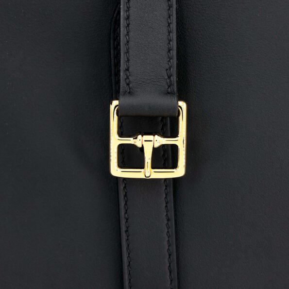 Mini Noir Swift Leather Handbag 22cm - Arvelle Paris