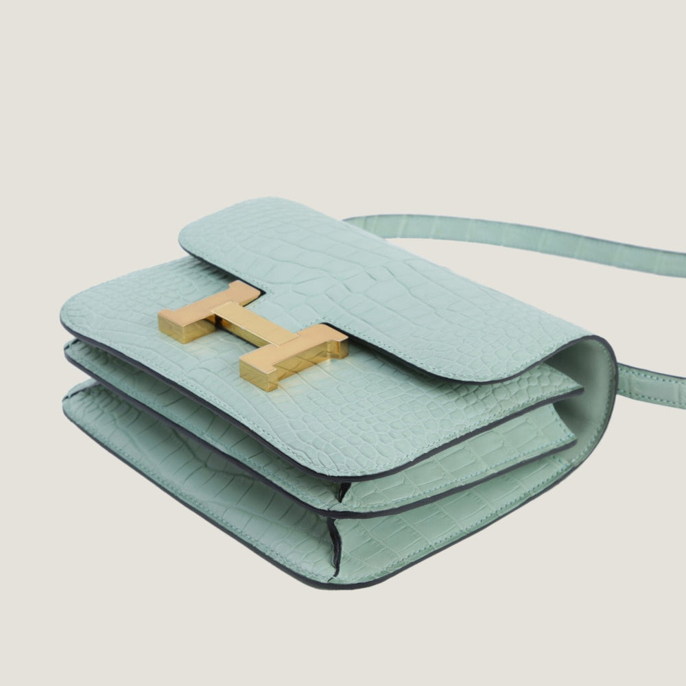 Arvelle Crossbody 19 Water Green Matte Alligator - Arvelle Paris