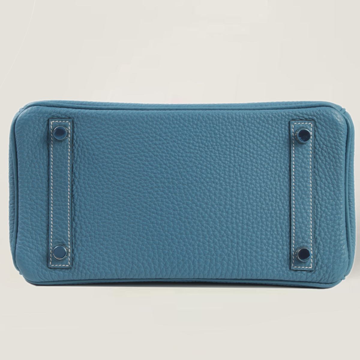 25cm Denim Blue Pebbled Calfskin Handbag - Arvelle Paris
