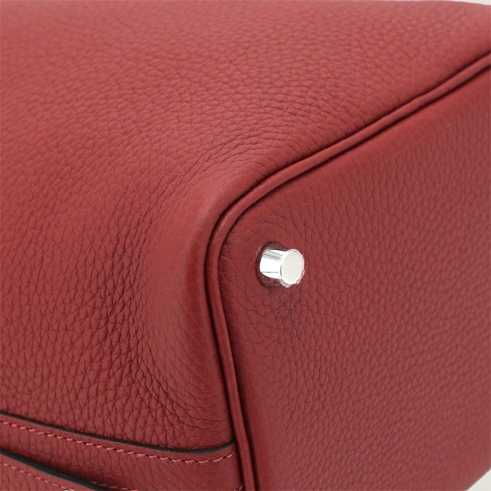 Arvelle Lock Small Deep Red Soft Grain Calfskin Bucket Bag - Arvelle Paris