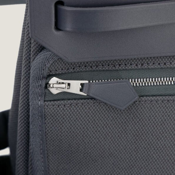 Zip Mini 20 Ardoise Canvas and Vache Hunter Leather Bag - Arvelle Paris