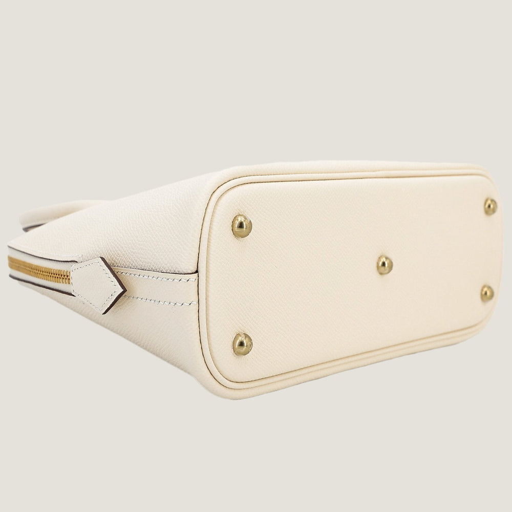 25cm Ivory Cross-Grain Calfskin Handbag - Arvelle Paris
