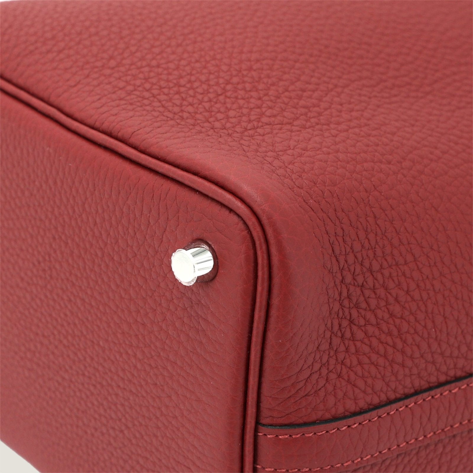Arvelle Lock Small Deep Red Soft Grain Calfskin Bucket Bag - Arvelle Paris