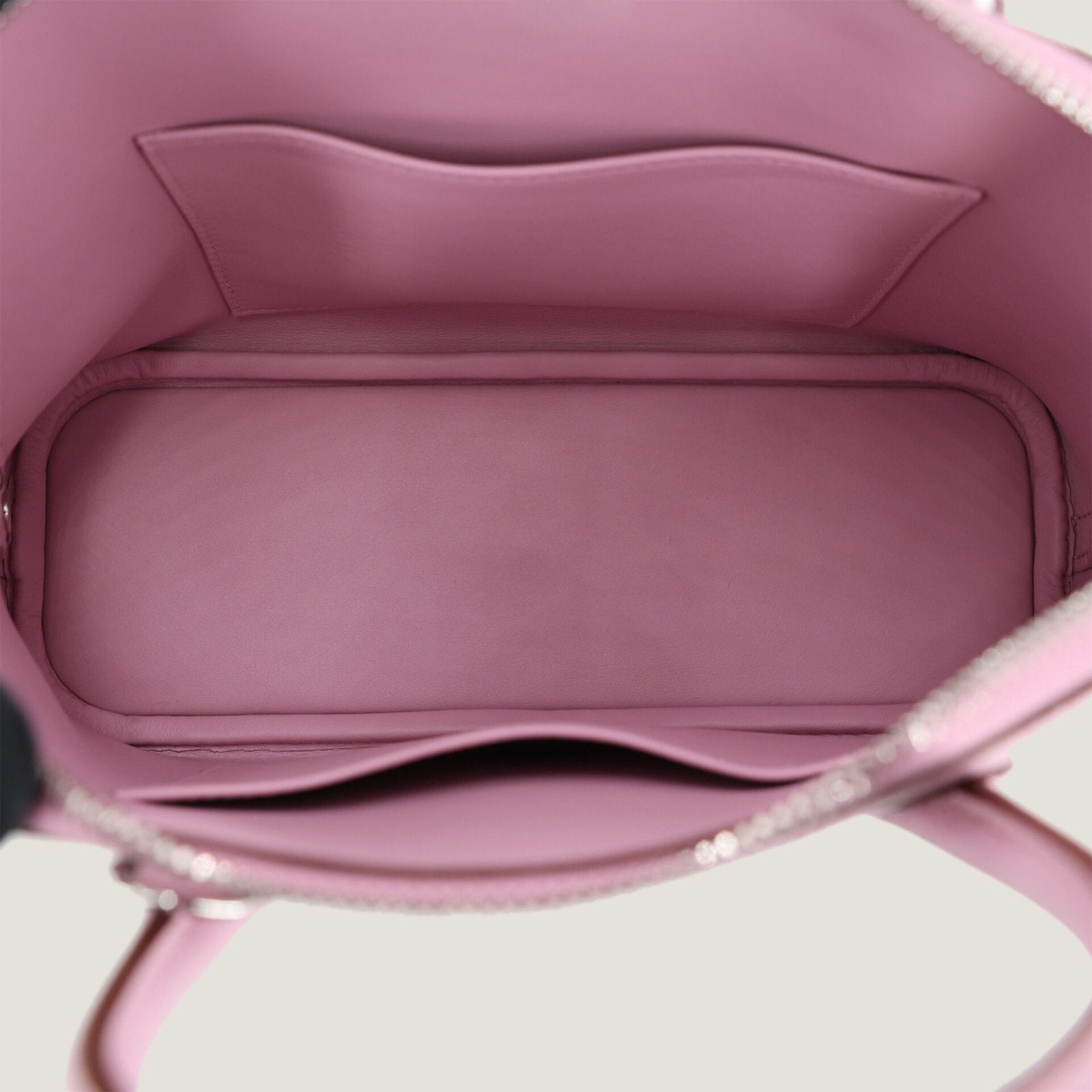 25cm Woodland Mauve Cross-Grain Calfskin Handbag - Arvelle Paris