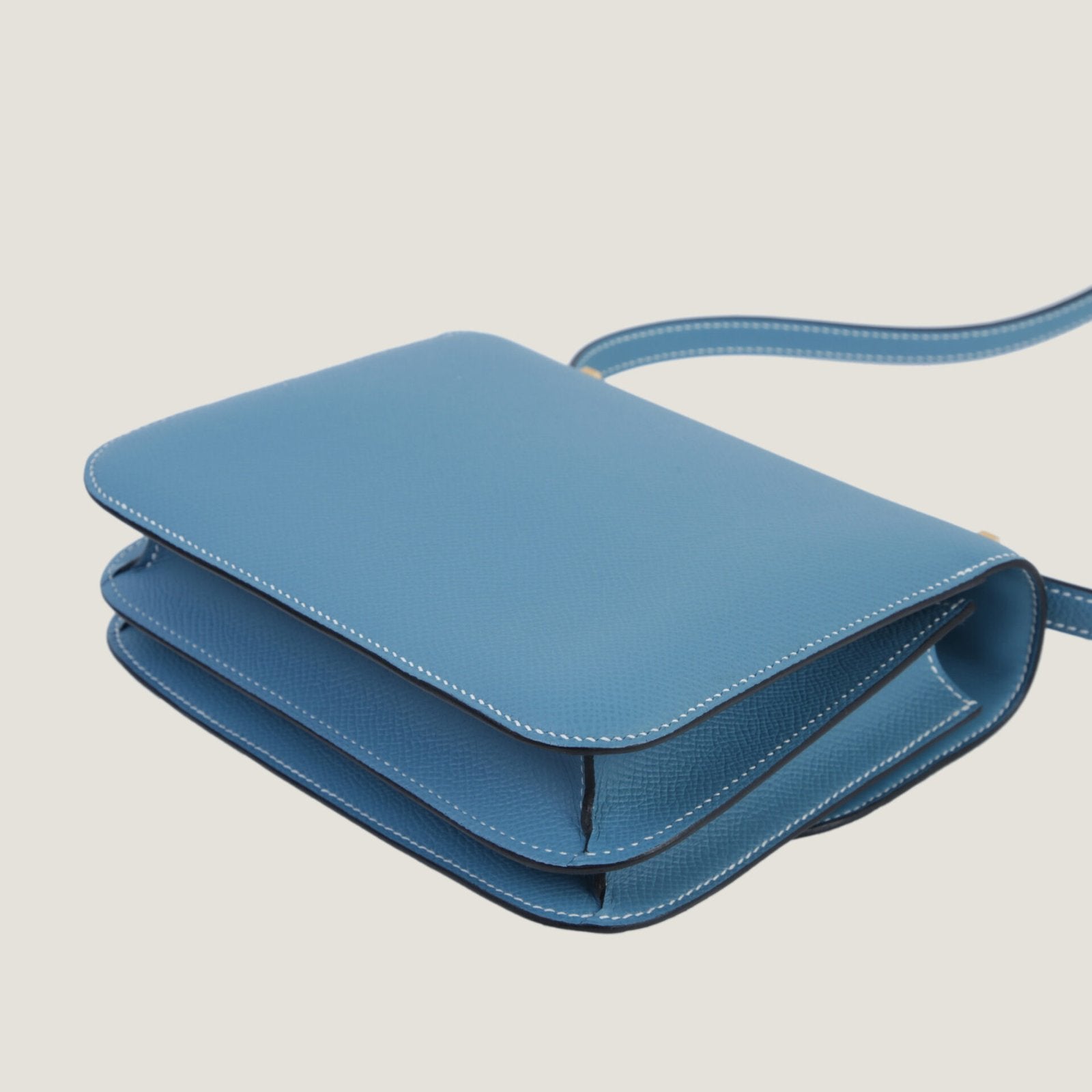 Arvelle Crossbody 19 Denim Blue Cross-Grain Calfskin - Arvelle Paris