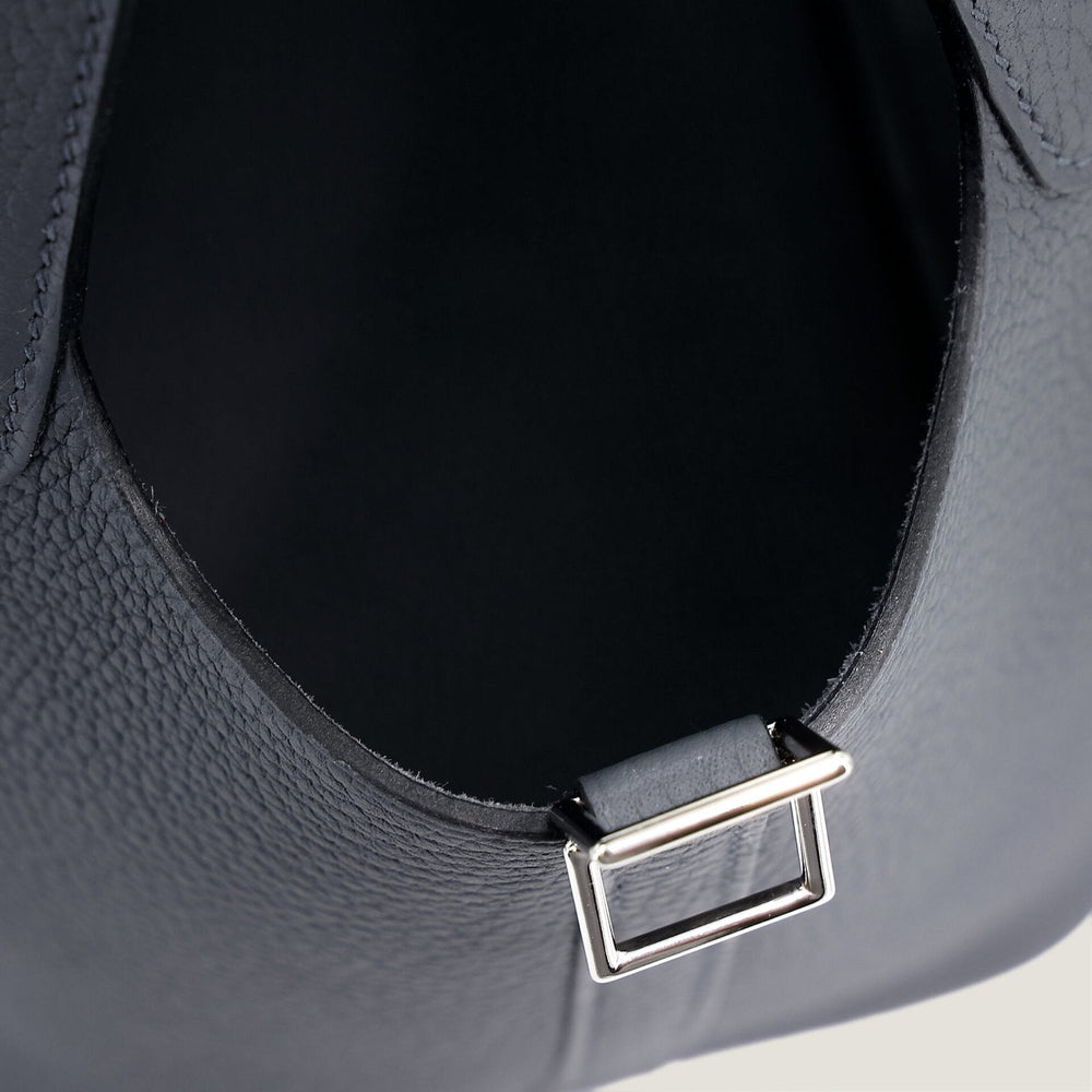 Arvelle Lock Small Misty Grey Soft Grain Calfskin Bucket Bag - Arvelle Paris