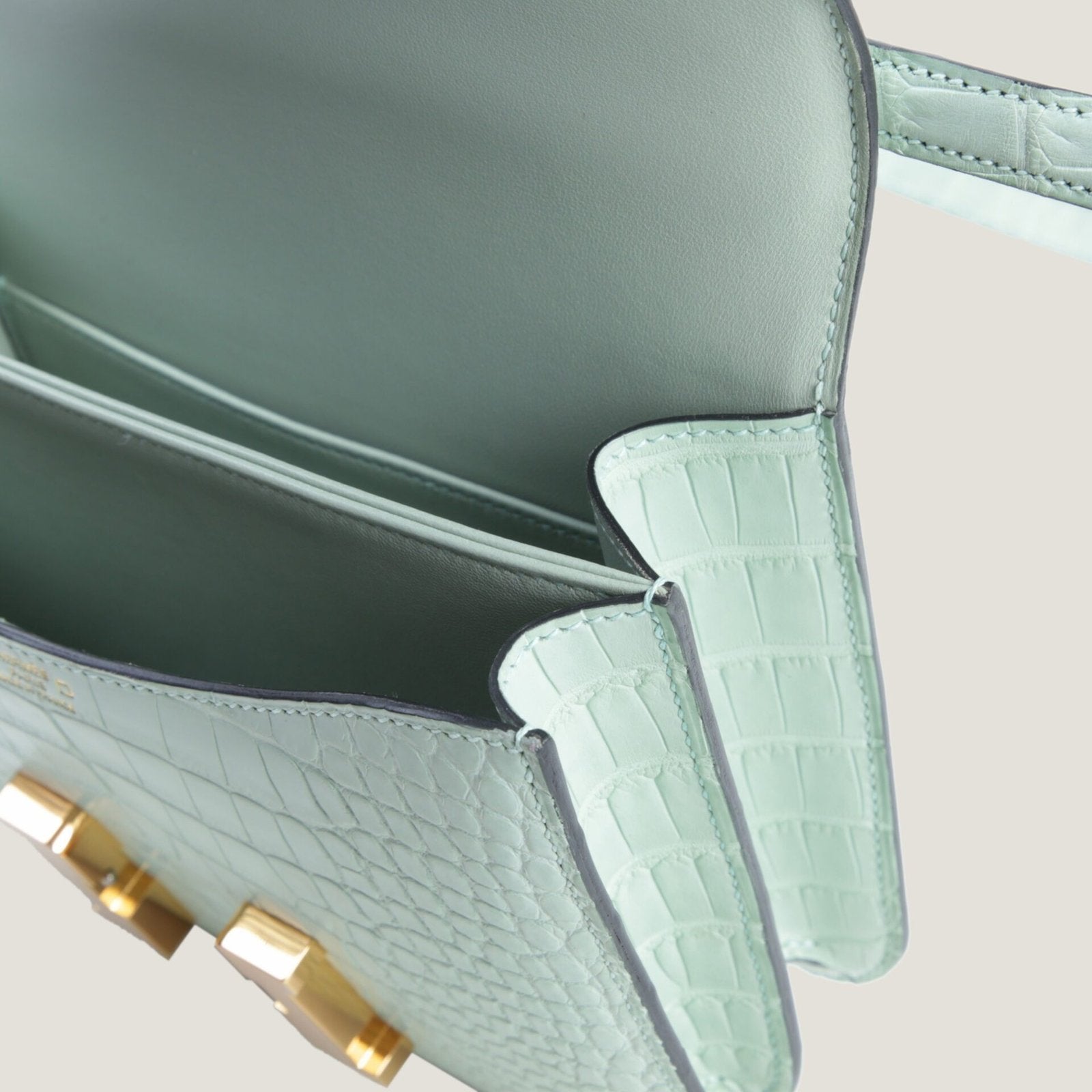 Arvelle Crossbody 19 Water Green Matte Alligator - Arvelle Paris