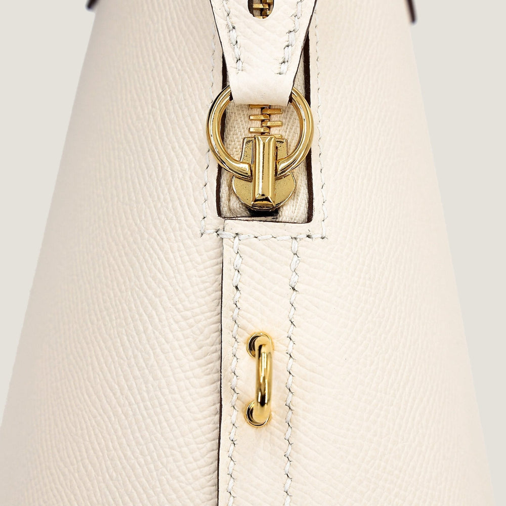 25cm Ivory Cross-Grain Calfskin Handbag - Arvelle Paris