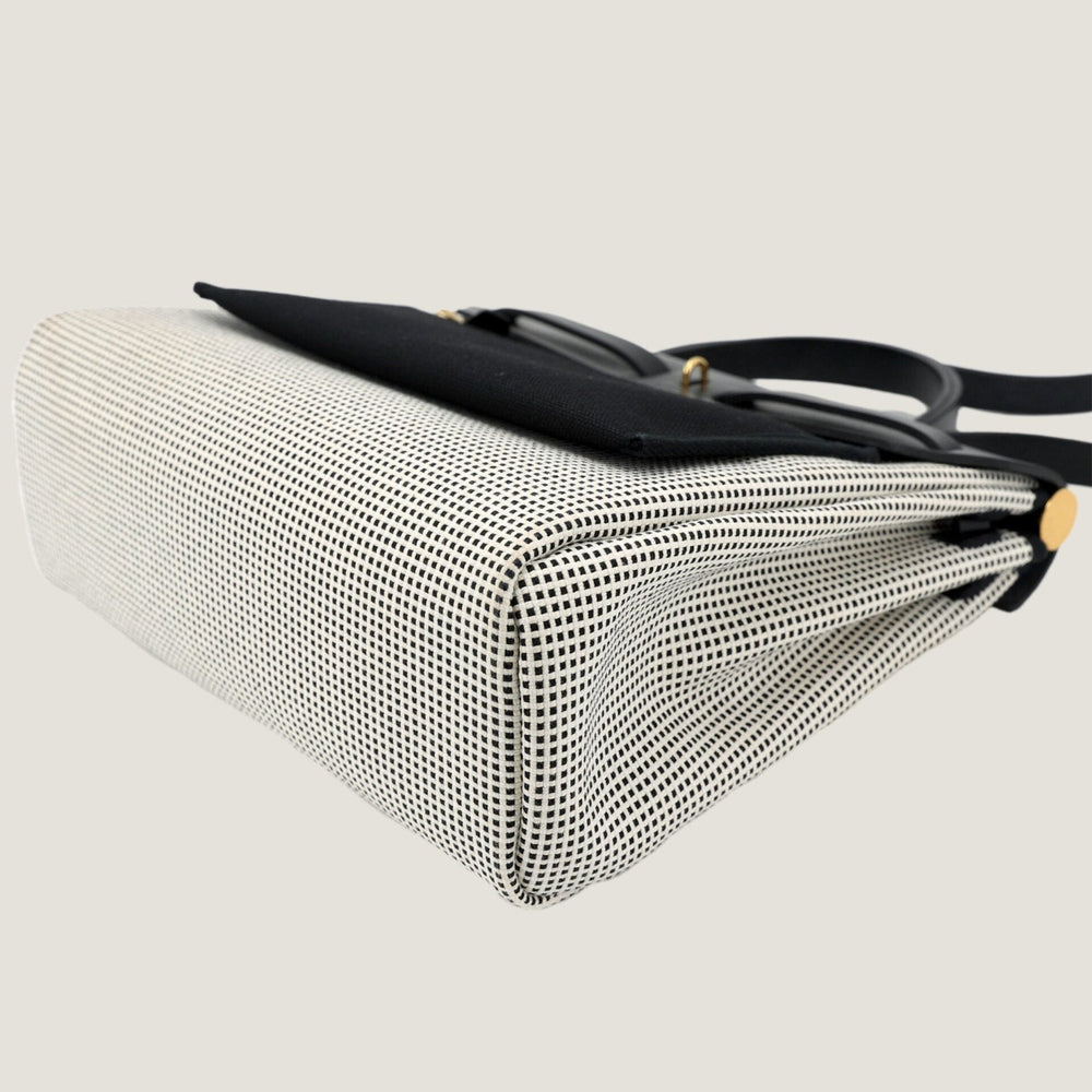 PM 31 Noir and Ecru Canvas with Vache Hunter Leather - Arvelle Paris