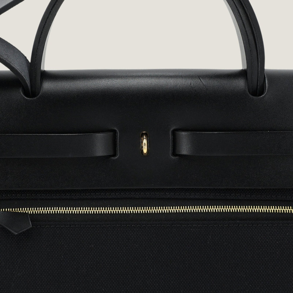 PM 31 Noir and Ecru Canvas with Vache Hunter Leather - Arvelle Paris