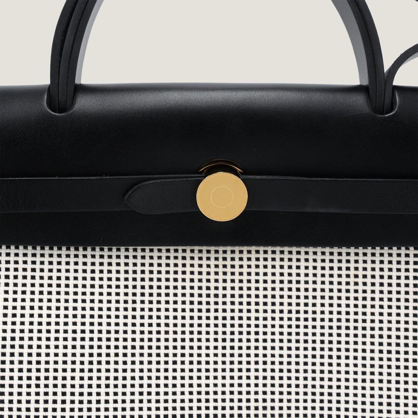 PM 31 Noir and Ecru Canvas with Vache Hunter Leather - Arvelle Paris