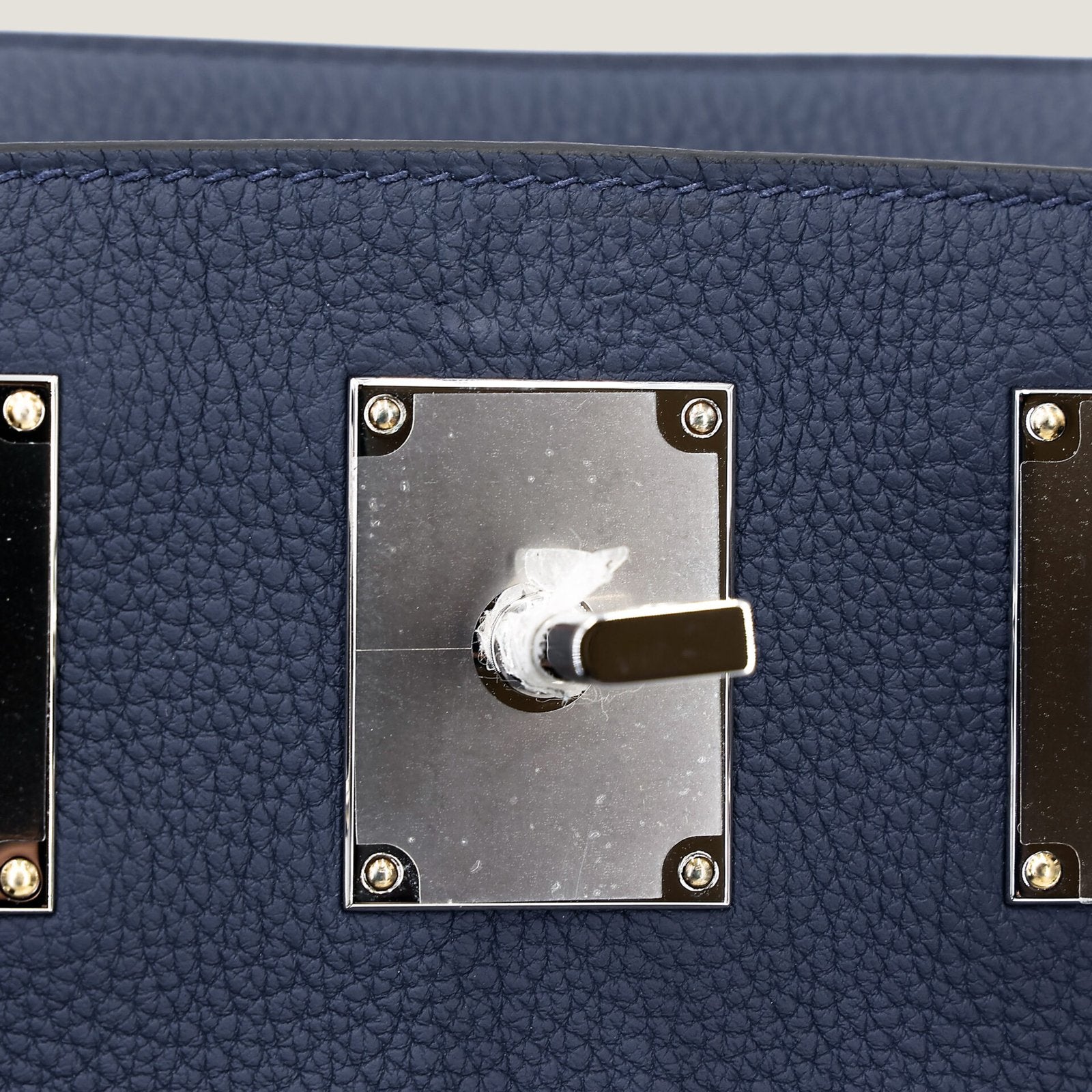 Small Navy Pebbled Calfskin Backpack - Arvelle Paris