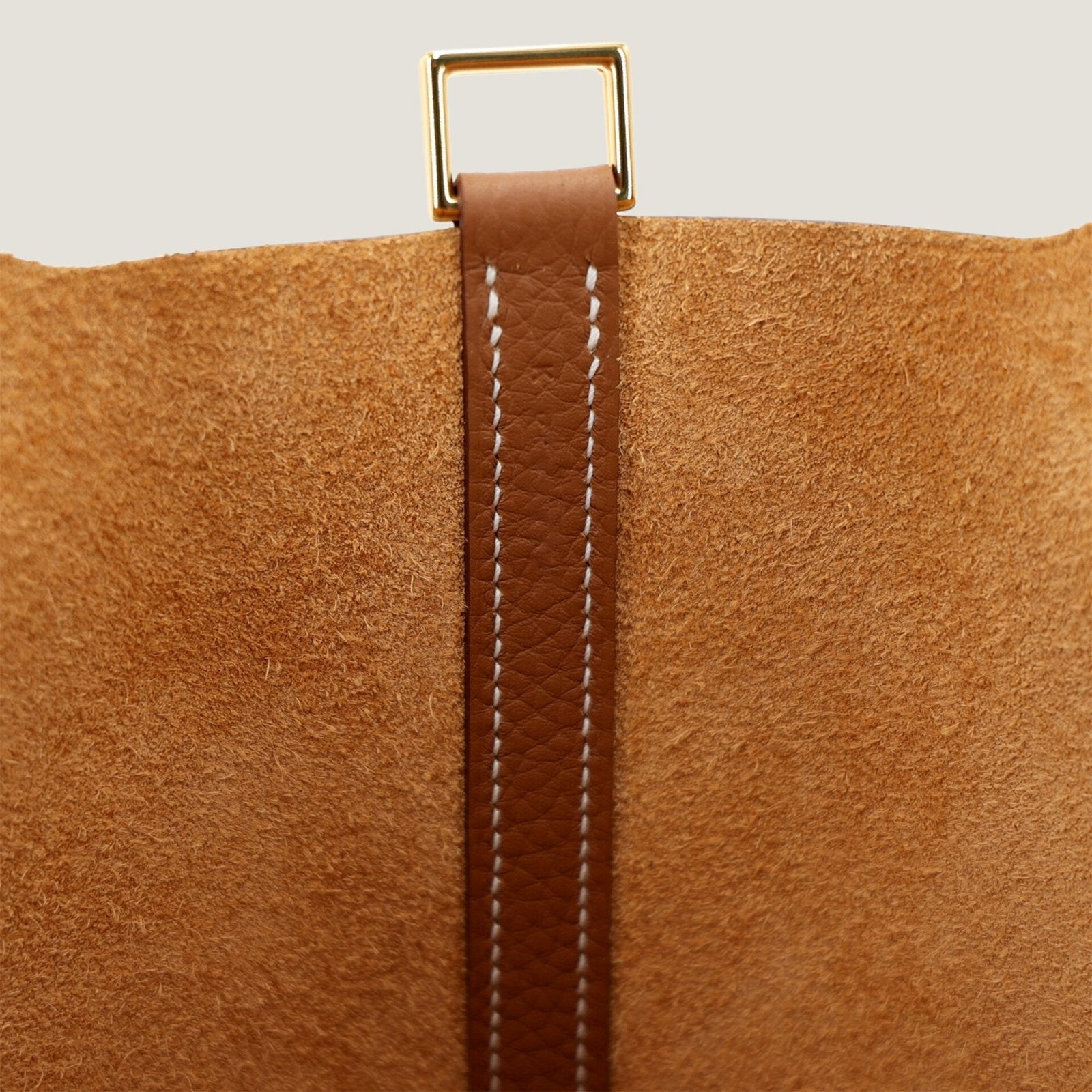 Arvelle Lock Small Champagne Gold Soft Grain Calfskin Bucket Bag - Arvelle Paris