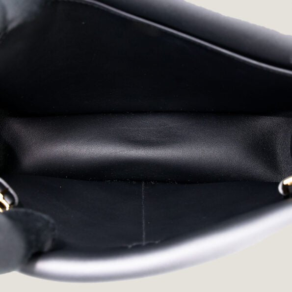 Mini Noir Swift Leather Handbag 22cm - Arvelle Paris