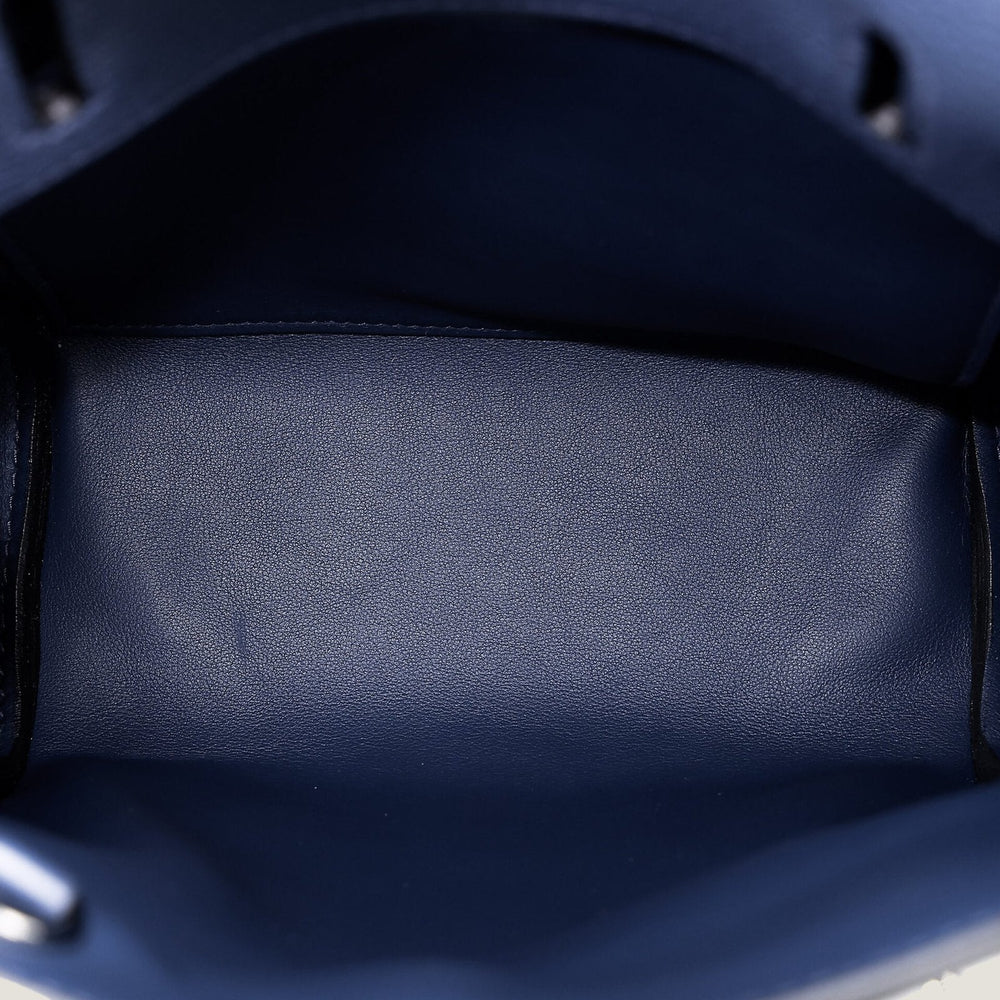 Small Navy Pebbled Calfskin Backpack - Arvelle Paris
