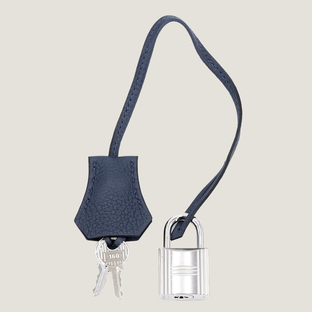Small Navy Pebbled Calfskin Backpack - Arvelle Paris