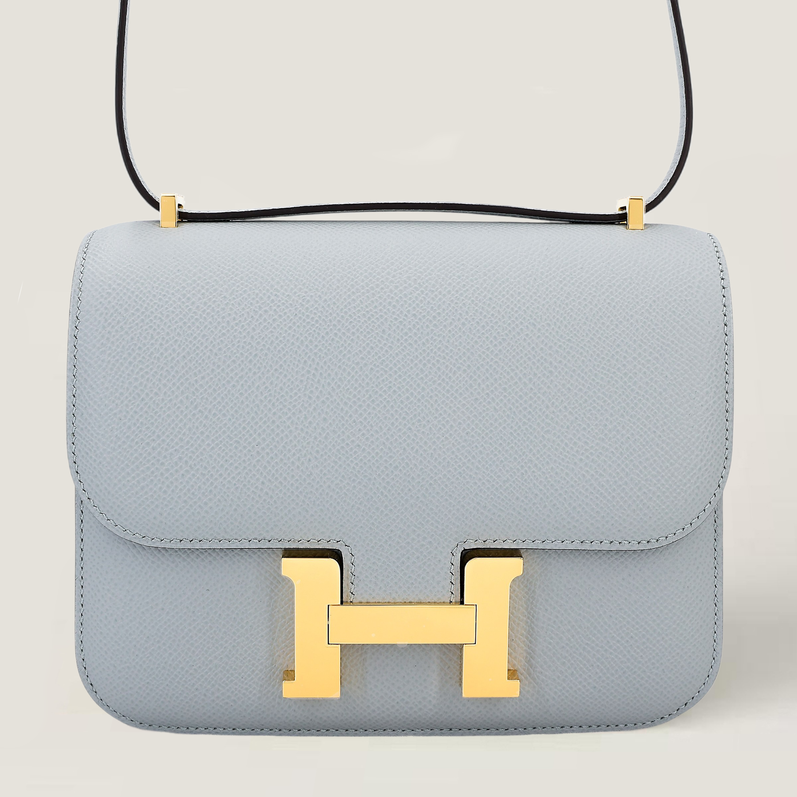 Mini Glacier Blue Cross-Grain Calfskin Crossbody - Arvelle Paris