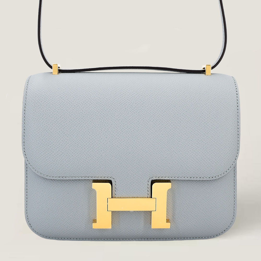 Mini Glacier Blue Cross-Grain Calfskin Crossbody - Arvelle Paris