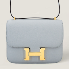 Mini Glacier Blue Cross-Grain Calfskin Crossbody - Arvelle Paris