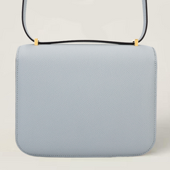 Mini Glacier Blue Cross-Grain Calfskin Crossbody - Arvelle Paris